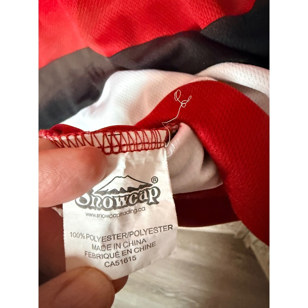 Snowcap Canada Jersey Mens XXL Red Black White Striped Embroidered V-Neck Mesh - Picture 8 of 8
